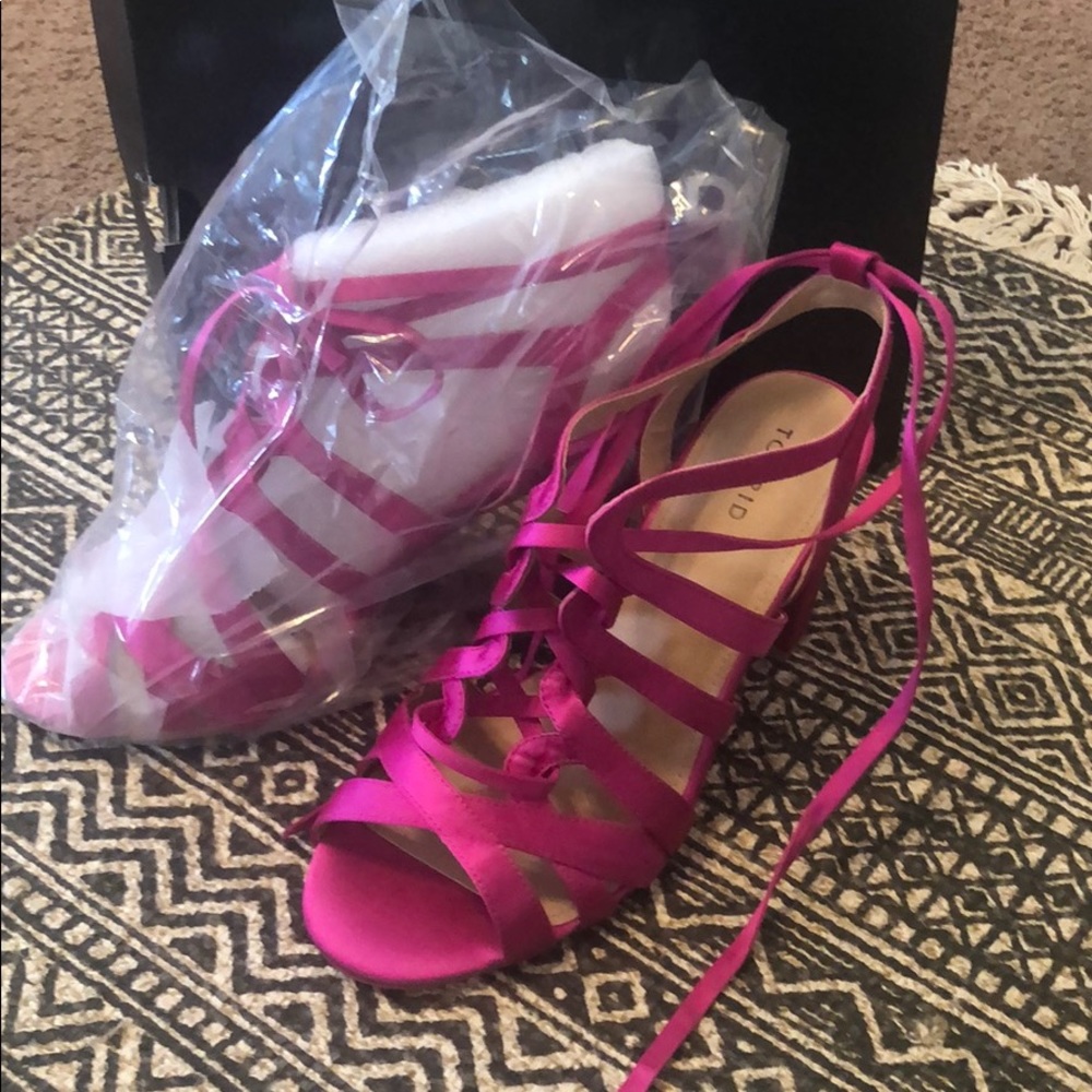 Fuchsia Lace up Ankle Wrap Heel Torrid 12W